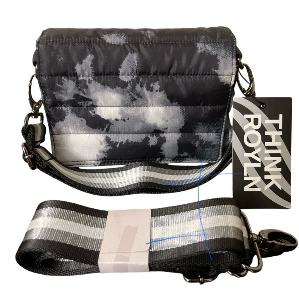 THINK ROYLN Black and White Hobo Bag with Quilted Design